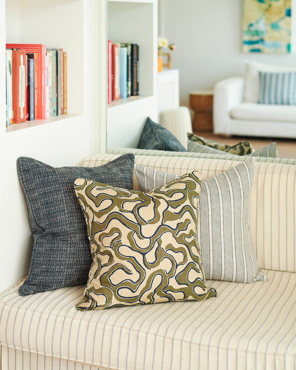 Pollara Indigo Linen Cushion , 20" X 20"