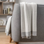 Herringbone Jacquard Knit Cotton Throw - Grey