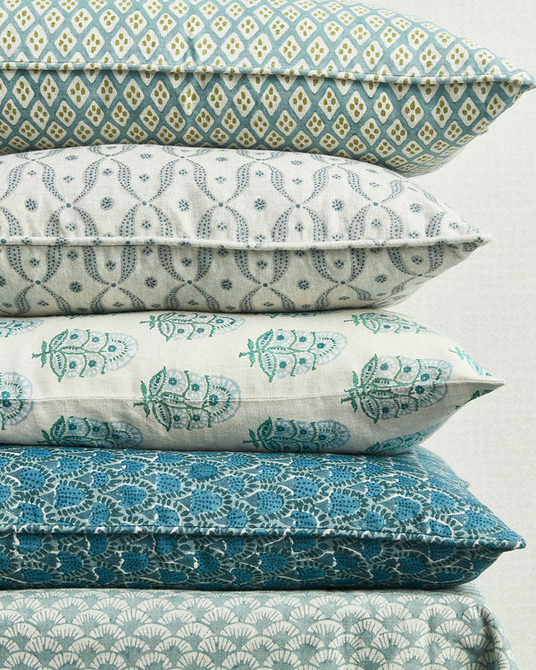 Orvietto Celadon Moss Linen Cushion, 14" x 22"