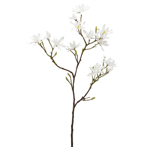 Japanese Magnolia 46" Faux Multi Bloom Spray Stem, White