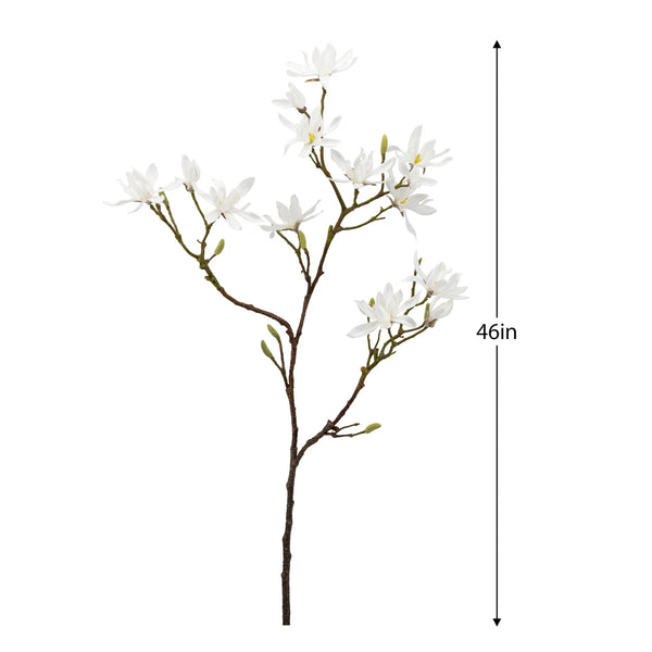 Japanese Magnolia 46" Faux Multi Bloom Spray Stem, White