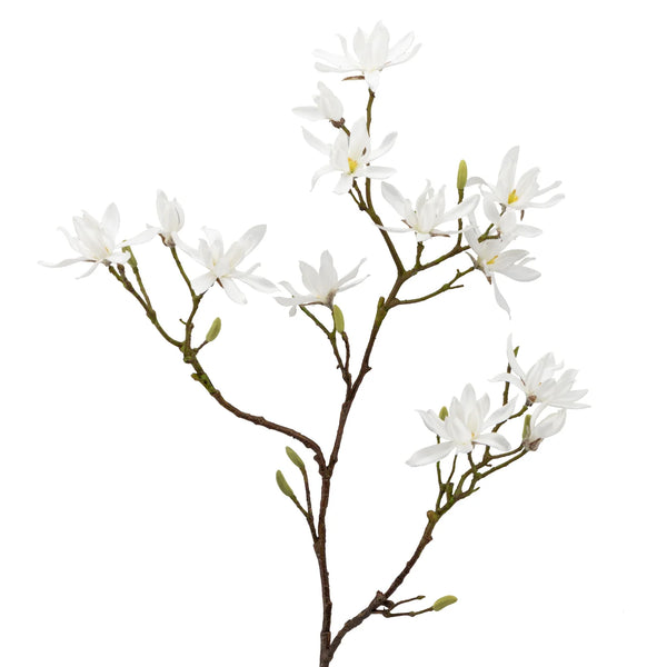 Japanese Magnolia 46" Faux Multi Bloom Spray Stem, White