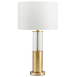 Ashton Glass Column Brushed Gold Metal Table Lamp