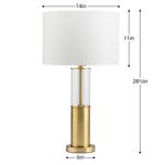 Ashton Glass Column Brushed Gold Metal Table Lamp