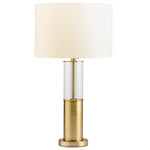 Ashton Glass Column Brushed Gold Metal Table Lamp