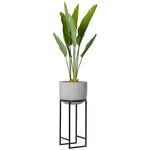 Aria Polystone Cement Grey 30" Basin Planter on Metal Stand