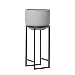 Aria Polystone Cement Grey 30" Basin Planter on Metal Stand