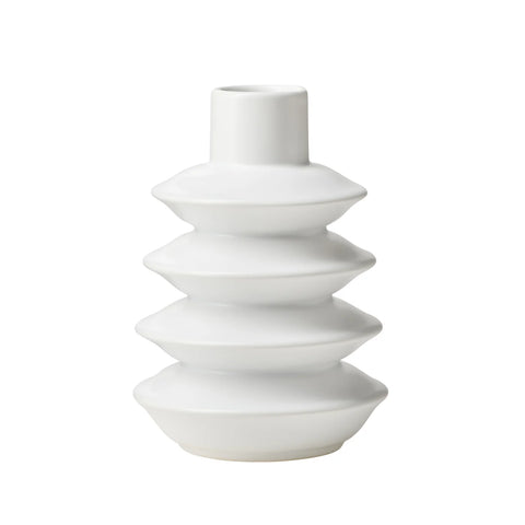 Alba Layered Ring 7.5" Ceramic Vase, Matte White