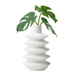 Alba Layered Ring 9.5" Ceramic Vase, Matte White