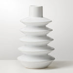 Alba Layered Ring 9.5" Ceramic Vase, Matte White