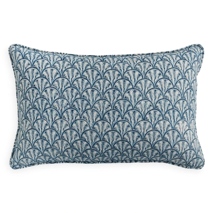 Baku Azure Linen Cushion, 14" x 22"