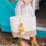 Coastal Knit Boardwalk Citron Tote, Medium
