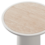 Nova Round Side Table, Aluminum Bone/Travertine Natural