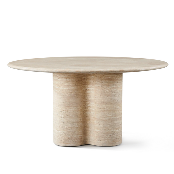 Porto Round Dining Table 60", Travertine Natural