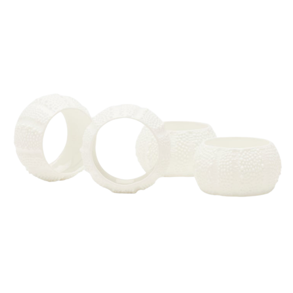 Marina White Sea Urchin Napkin Rings, S/4
