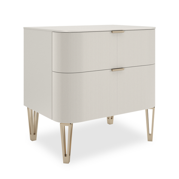 True Love Nightstand, Matte Pearl/ Gold, 26"W