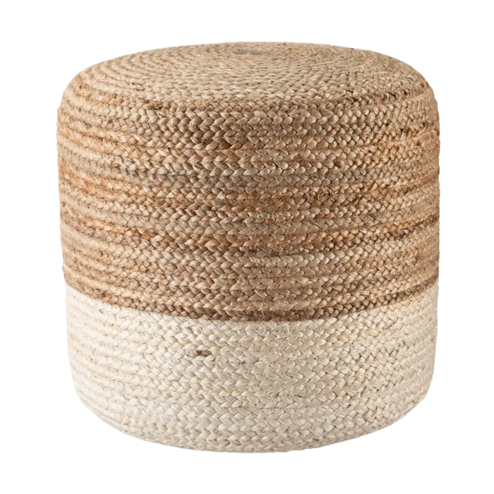 Saba Pouf, Antique White - 18" x 18" x 18"