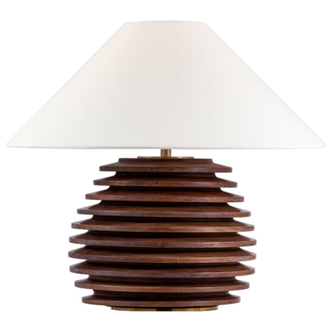 Crenelle 20" Stacked Table Lamp, Burnished Maple