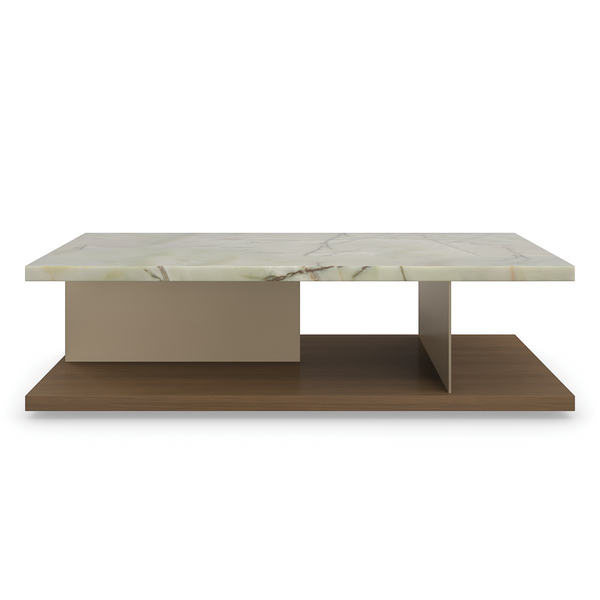 Cape Verde Cocktail Table, Retro Walnut, Lucent Bronze Metallic, 54"W x 27"D x 15"H
