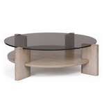 Wolcott Cocktail Table - Pebble Path/Smoked Glass, 55"Dia