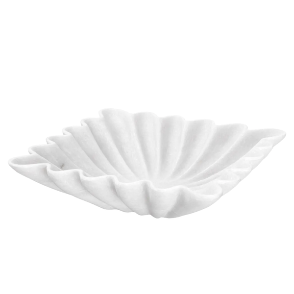Jackson Square Bowl - White Marble, 12.01"Dia