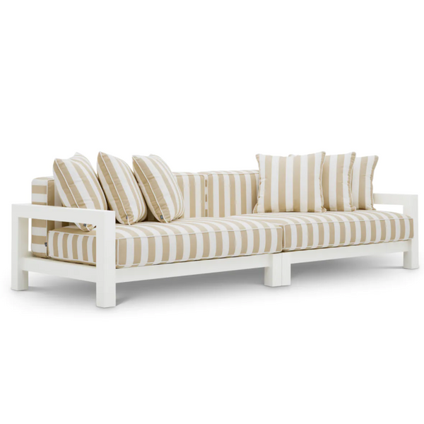 Antibes Outdoor Sofa, Matte White/Florent Beige, 108"W