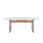 Kelly Dining Table, Light Oak with Marble Top, 86.61"W x 43.31"D
