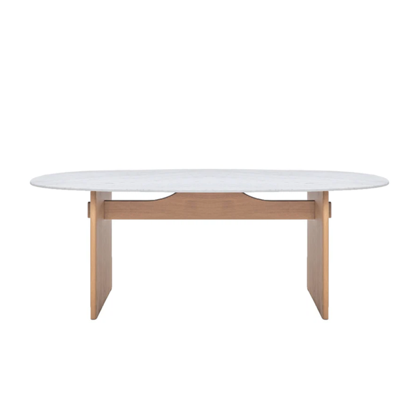 Kelly Dining Table, Light Oak with Marble Top, 86.61"W x 43.31"D