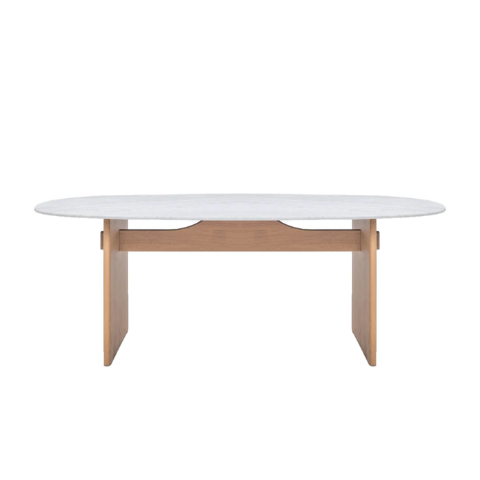 Kelly Dining Table, Light Oak with Marble Top, 86.61"W x 43.31"D