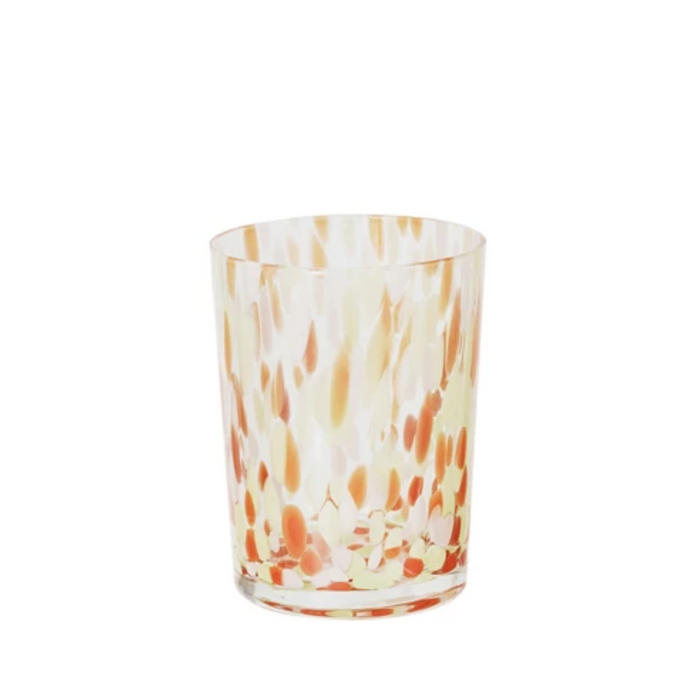 Confetti Drinking Glass, 12 oz, Orange/White