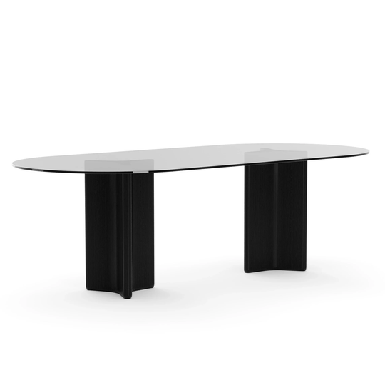 Viola Dining Table - Smoked Glass, 96"W X 44"D
