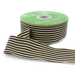 1.5" Natural and Black Woven Grosgrain Stripe Ribbon