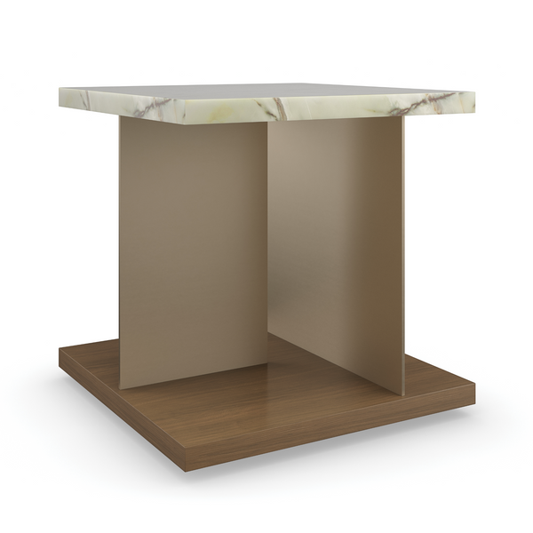 Cape Verde End Table, Lucent Bronze Metallic, Retro Walnut, 23"W x 23"D x 23"H