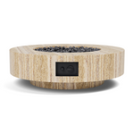 Mason Round Fire Table, Travertine Natural