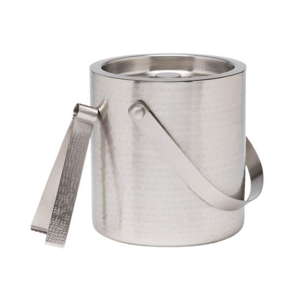Winsford Matte Hammered Pewter Ice Bucket w/ Tongs