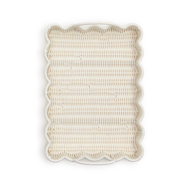 All Weather Wicker Scalloped Edge Serving Trays, 2 Sizes, Sold Separately