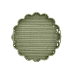 All Weather Wicker Scalloped Edge Green Round Serving Tray, 2 Sizes, Sold Separately