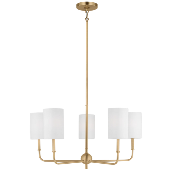 Foxdale Five Light Chandelier, Satin Brass