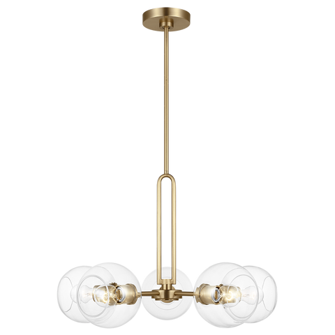 Codyn Five Light Medium Chandelier, Satin Brass