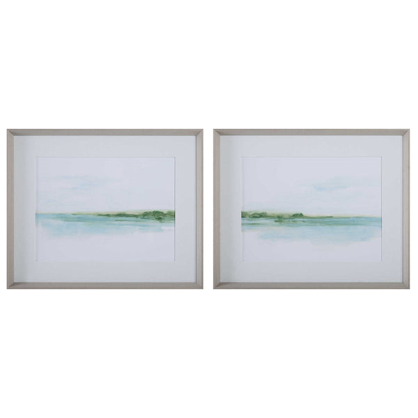 Green Ribbon Coast Framed Prints, 2 Styles, 32"W x 26"H