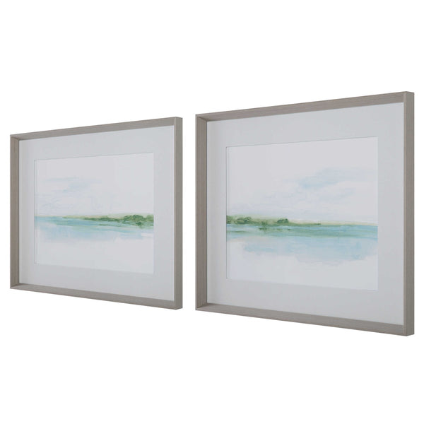 Green Ribbon Coast Framed Prints, 2 Styles, 32"W x 26"H