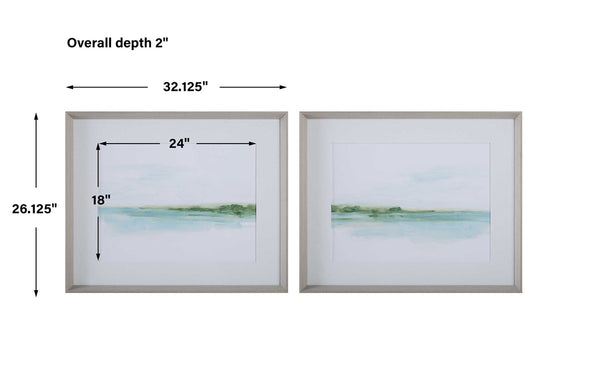 Green Ribbon Coast Framed Prints, 2 Styles, 32"W x 26"H