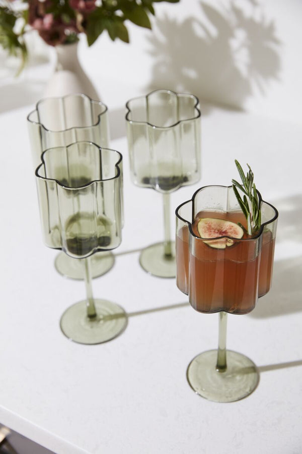 Floret Wine Glass, Green