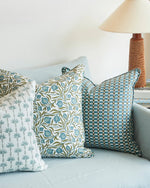 Marseille Lagoon Linen Cushion, 20" x 20"