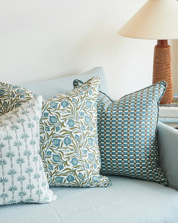 Marseille Lagoon Linen Cushion, 20" x 20"