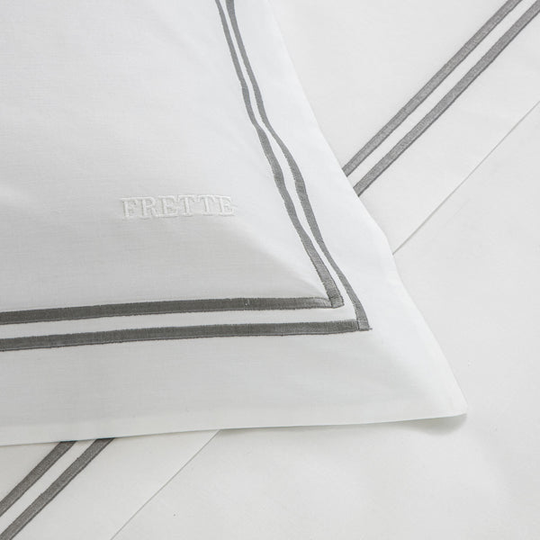 Classic Duvet Cover & Shams Collection, White/Grey