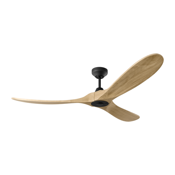 Maverick Smart 60" Ceiling Fan, Midnight Black Housing With Natural Honey Blades
