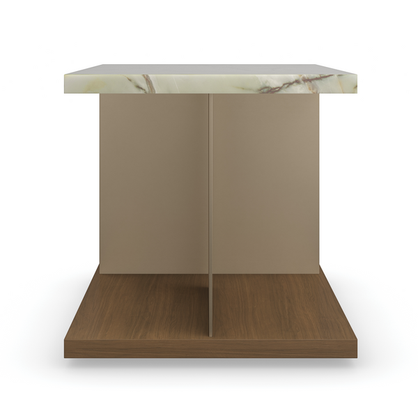 Cape Verde End Table, Lucent Bronze Metallic, Retro Walnut, 23"W x 23"D x 23"H