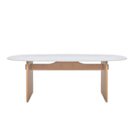 Kelly Dining Table, Light Oak with Marble Top, 94.49" W x 43.31"D