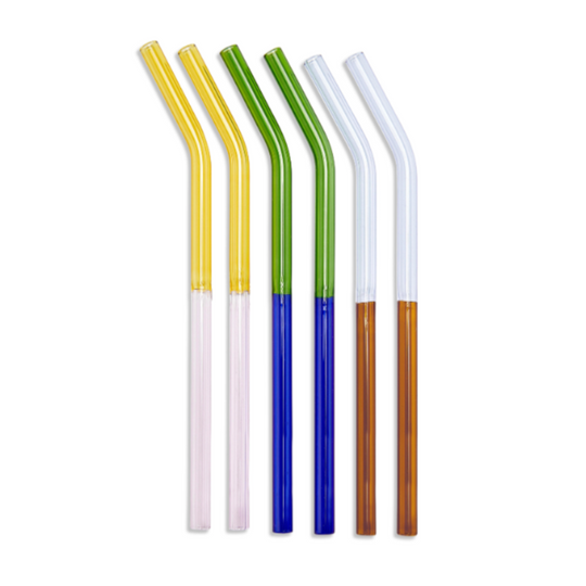 MoMA Two-Tone Borosilicate Straws, Set of 6